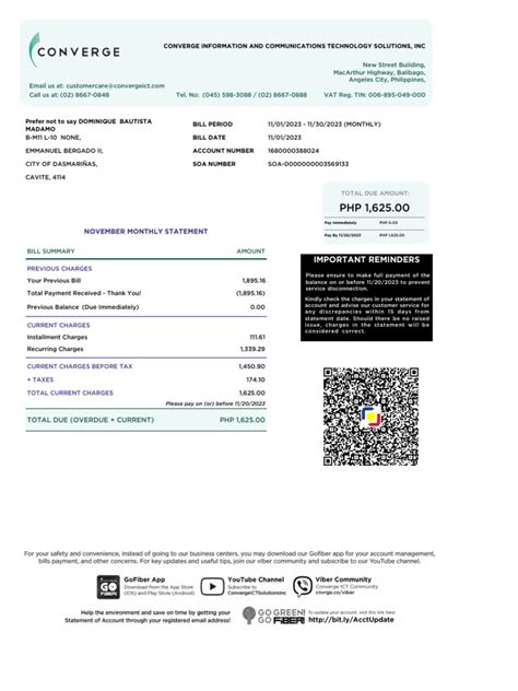 converge statement of account.